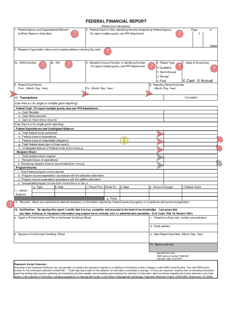 federal financial report sf 425 Preview on Page 1