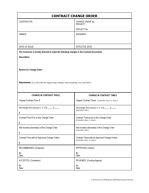 Contract Change Order Form