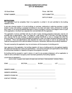 Newburgh Building Permit Application
