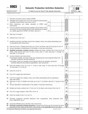 Form 8903 Domestic Production Activities Deduction 2008