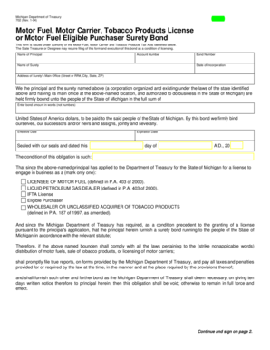 Michigan Motor Fuel License Surety Bond