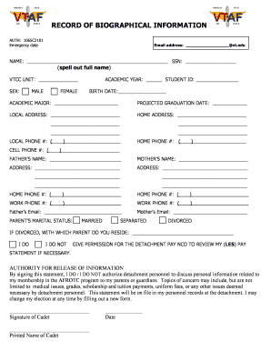 AFROTC Biographical Information Form