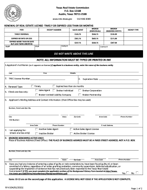 Texas Real Estate License Renewal Form