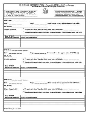 New York RP-5217 Sale Correction Form