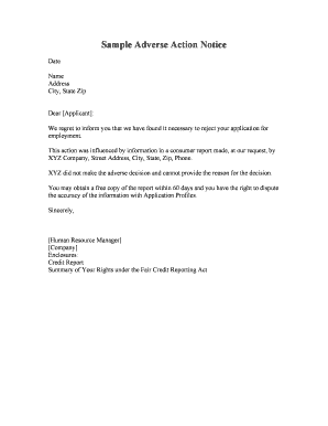 Adverse Action Notice