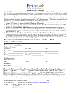 Out-of-Network Claim Form