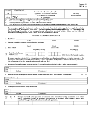 Connecticut Bar Exam Application