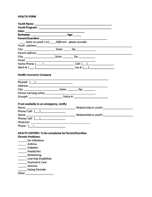 Youth Health Form