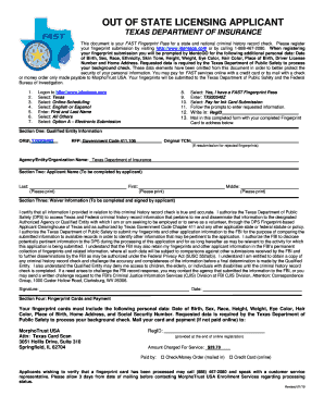Texas Out of State Licensing Applicant Fingerprint Pass