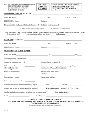 Connecticut Security Deposit Complaint Form