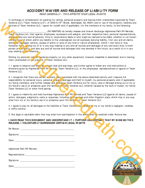 Accident Waiver and Release of Liability Form