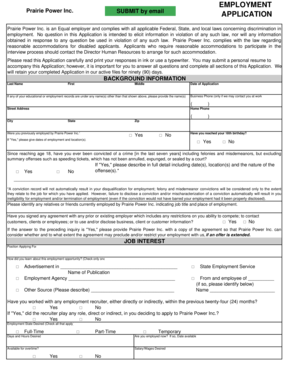 Prairie Power Inc. Employment Application