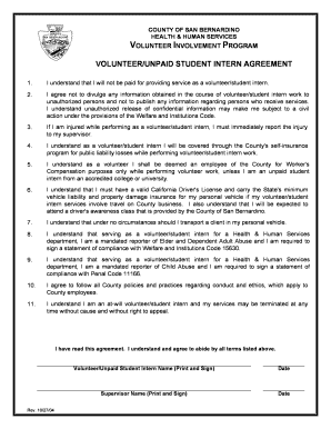 California Volunteer Intern Agreement