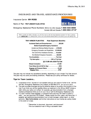 Trip Armor Plan R765 Insurance Form