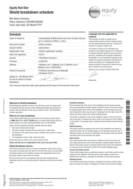 Schedule - UK only (ERS) - Shield Total Insurance - shieldtotalinsurance co