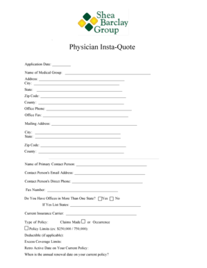 Physician Instant Quote Application