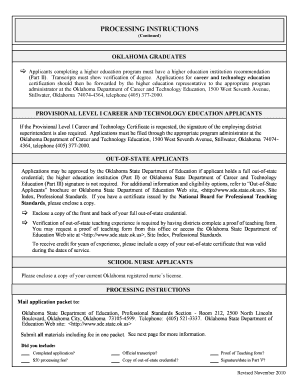 Oklahoma School Certificate Application