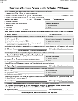 US Department of Commerce PIV Request Form