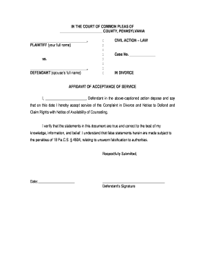 Form 3-A Affidavit of Acceptance of Service