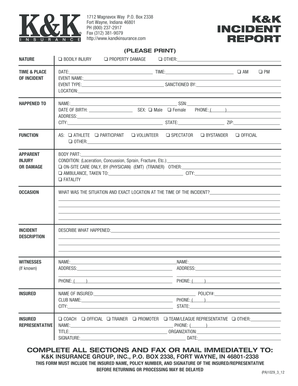 Participant Accident Insurance Claim Form