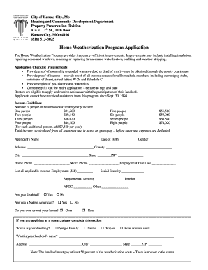 Home Weatherization Program Application