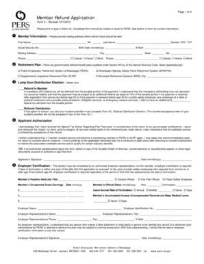 Mississippi Member Refund Application