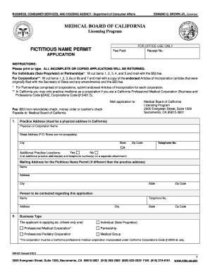 California Fictitious Name Permit Application