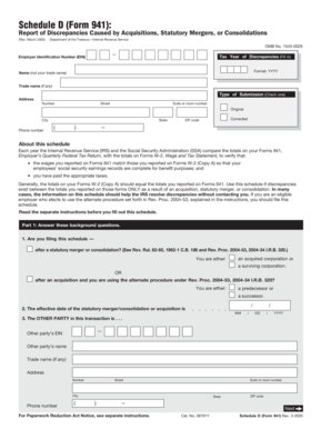 Schedule D (Form 941) for Discrepancies
