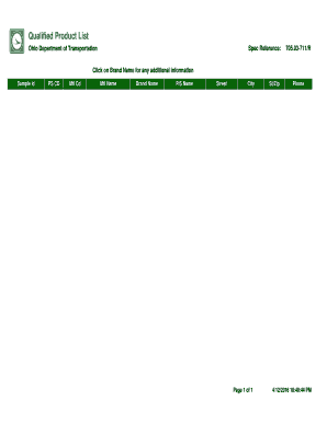 Ohio DOT Qualified Product List