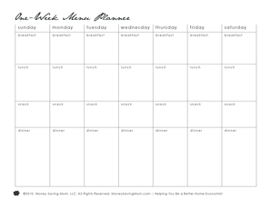 One-Week Menu Planner