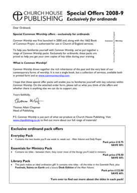 Common Worship Packs Order Form