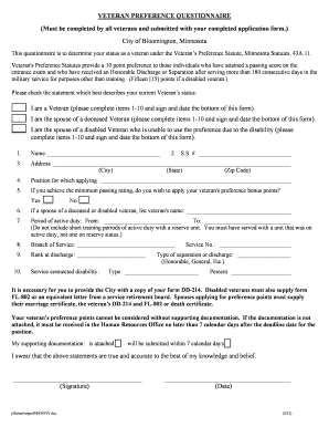 Veteran Preference Questionnaire