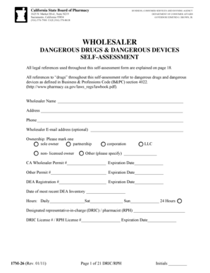California Wholesaler Self-Assessment Form