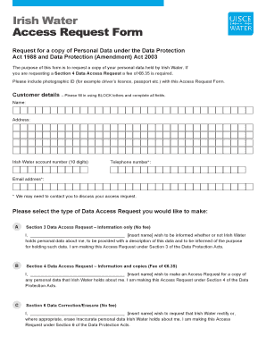 Irish Water Data Access Request Form
