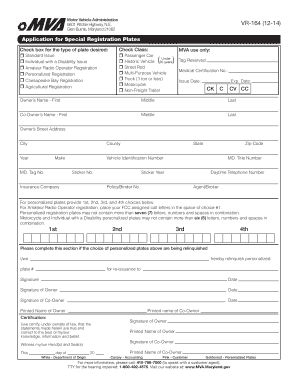 Maryland Special Registration Plates Application