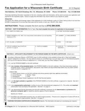 Wisconsin Birth Certificate Application