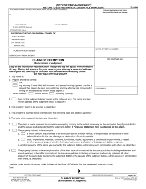 California Claim of Exemption Form