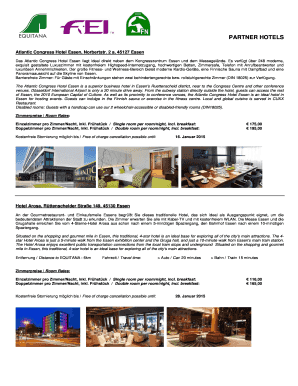 Hotel Booking Form for EQUITANA 2015