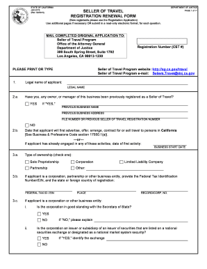 California Seller of Travel Registration Renewal Form