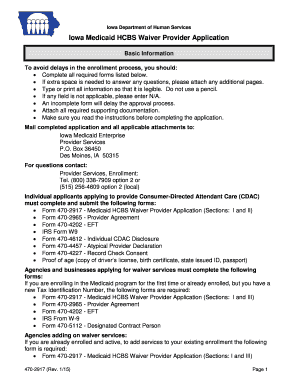 Iowa Medicaid HCBS Waiver Provider Application