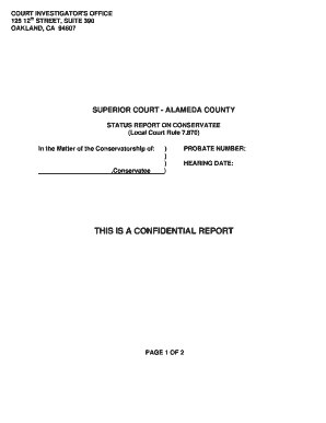 Conservatorship Status Report
