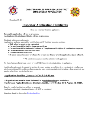 Inspector Application Highlights - ffmia
