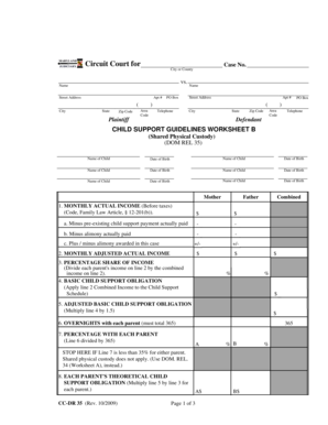 Child Support Guidelines Worksheet B
