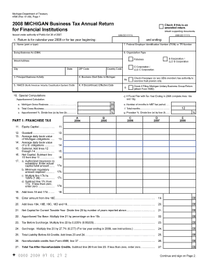 Michigan Business Tax Annual Return for Financial Institutions