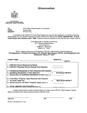 New York State RP-5217 Fee Form