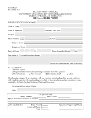 North Carolina Special Activity Permit