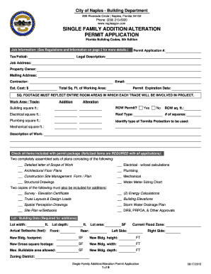 Single Family Addition/Alteration Permit Application