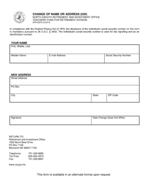 North Dakota Change of Name or Address Form