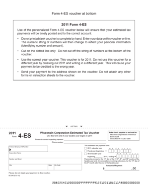 2011 Wisconsin Corporation Estimated Tax Voucher
