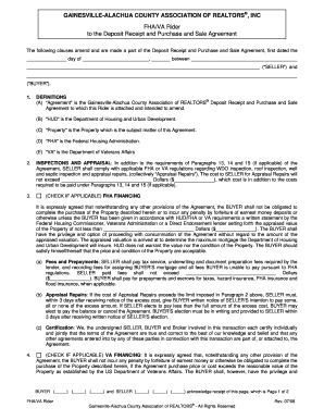 FHA/VA Rider to Purchase and Sale Agreement
